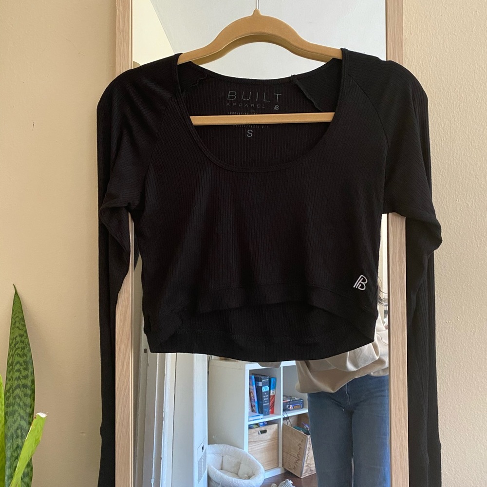 Built Apparel Black Ribbed Long Sleeve Crop